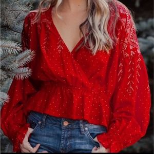 Free People Top Long Sleeve Boho Flowy Medium